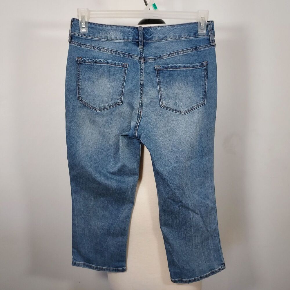Code Bleu Size 6 Capri Jeans Denim Blue Stretch Distressed Chelsea Comfy Casual - Picture 6 of 14